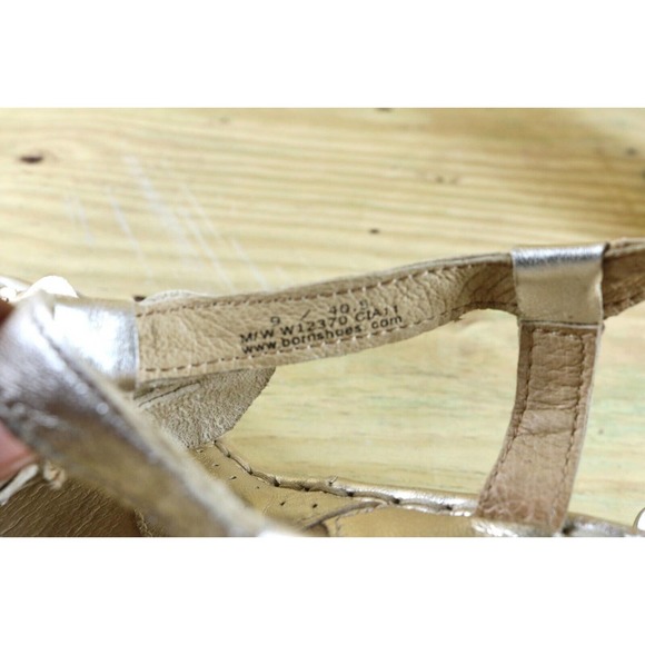 Born Espadrilles 40.5 Wedge Gold Floral Sandals Women's Sz 9 Buckle Leather Shoe - Picture 8 of 8